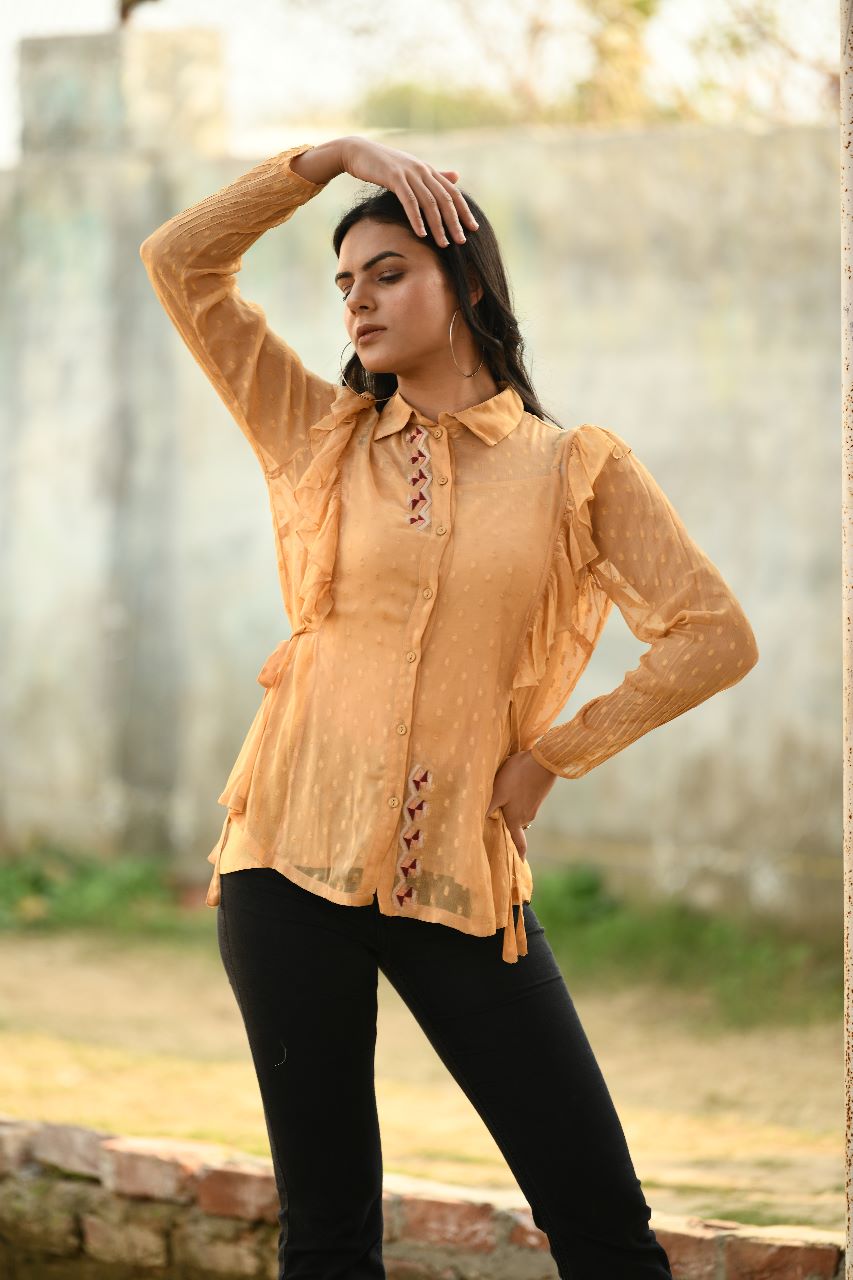 HAND EMBROIDERY FRILL TOP